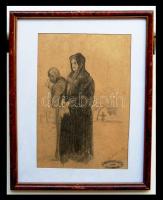 Mednyánszky László (1852-1919): Özvegy; szignált; ceruza, papír "Mednyánszky hagyatékából 1919" pecséttel keretben 30x40cm