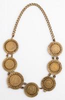 Az Osztrák-Magyar Monarchia ezüstérmeiből készült aranyozott nyaklánc, maga a lánc anyaga nem ezüst,...