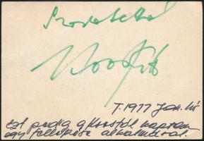 1977 Koós János (1937-2019) táncdal énekes, színész saját kezű dedikációja egy őt ábrázoló fotón, 14...