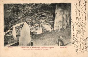 1907 Dobsina, Jégbarlang, vízesés, belső / Eishöhle / ice cave interior, waterfall