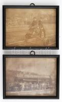 1915 Nógrádverőce vasútállomás 2 db fotó üvegezett keretben 12x10 cm
