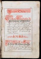 cca 1753-1755 Német nyelvű, kézzel írt imádságos könyv, officium. Rajzolt piros színű címlapokkal, p...
