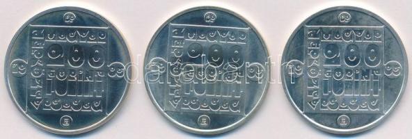 1985. 200Ft Ag (3xklf) "Természetvédelem - Mocsári Teknős, Vadmacska, Vidra" T:BU 
Adamo ...