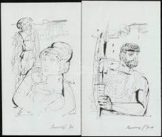 Kass János (1927-2010): 8 db görög témájú illusztráció. Ofszet, papír, jelzettek, 24x14 cm