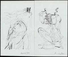 Kass János (1927-2010): 8 db görög témájú illusztráció. Ofszet, papír, jelzettek, 24x14 cm