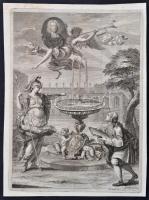 Jeremias Jakob Sedelmayr (1706-1761): Gratius ex ipso fonte bibuntur aquae (Ovidius), allegorikus illusztráció, rézkarc, papír, hajtásnyommal, 28x20 cm.