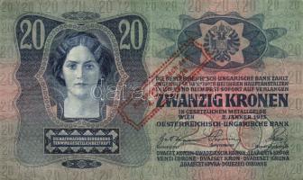1913. 20K piros "Ausgegeben nach dem 4. Oktober 1920" fny-sal T:II