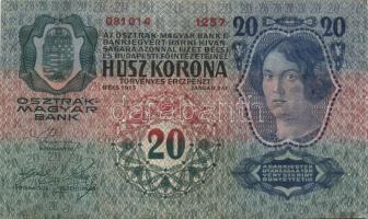 1913. 20K piros "Ausgegeben nach dem 4. Oktober 1920" fny-sal T:II