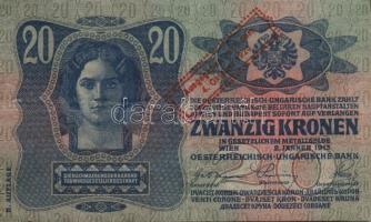 1913. 20K II. Auflage piros "Ausgegeben nach dem 4. Oktober 1920" fny-sal T:II/III