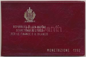 San Marino 1992. 1L-1000L (10xklf) forgalmi sor, dísztokban, tanúsítvánnyal, közte 1988. 1000L Ag &q...