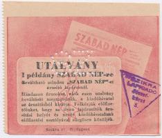 Budapest ~1950-1956. Szabad Nép utalvány, piros, bélyegzéssel és SZ perforációval T:I