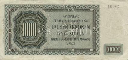 Német 3. Birodalom /Cseh és Morva Protektorátus 1942. 1000K "Specimen" lyukasztással T:II ...