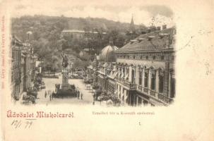 1899 Miskolc, Erzsébet tér, Kossuth szobor. Kiadja Lövy József fia 2908. (EK)