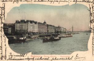 1911 Budapest V. Duna részlet, gőzhajó, rakpart. Taussig A. 11963. (EK)