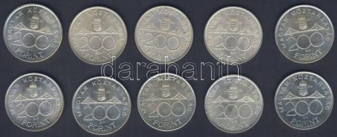 1993. 200Ft Ag "MNB" (7x) + 1994. 200Ft Ag "Deák" (3x) összesen 10db T:BU,2