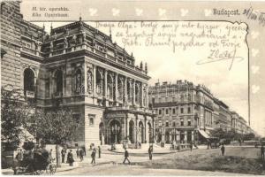 1903 Budapest VI. Opera, lóvasút, Opera kávéház. Kiadja Divald Károly 88. sz.