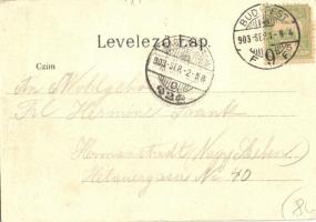 1903 Budapest VIII. Múzeum körút és Kálvin tér, villamos, Nemzeti Múzeum, szökőkút. Art Nouveau, lit...