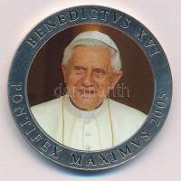 Vatikán 2005. XVI. Benedek pápa ezüstözött multicolor emlékérem (40mm) T:PP  Vatican 2005. Pope Benedictvs XVI silver-plated multicolour medallion (40mm) C:PP