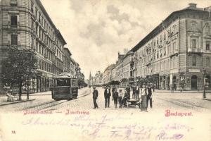 Budapest VIII. József körút, villamos, Automobile Union Paris, Dózsa, Mosberger János üzlete (fl)