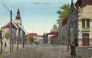 Cegléd, Kossuth tér, templom, üzlet. W. L. Bp. 6573. (fl)