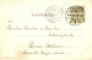 1904 Komárom, Komárno; látkép, déli városrész, híd. E. D. K. 28. / general view, bridge (EK)