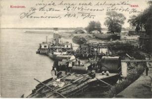 1912 Komárom, Komárno; kikötő, gőzhajók. Kiadja Czike Dénes / harbor, port, steamships (EK)
