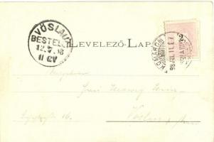 1898 Komárom, Komárno; Városháza, Klapka szobor, Takarékpénztár bérháza, üzletek / town hall, statue...