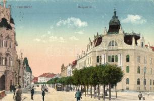 Temesvár, Timisoara; Hunyadi út, villamos / street view, tram (EK)