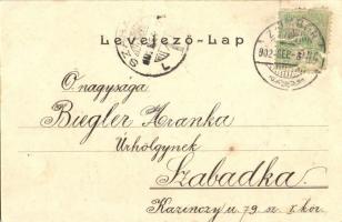 1902 Zombor, Sombor; látkép, piaci árusok, üzletek. Kiadja Bruck Sándor / general view, market vendo...