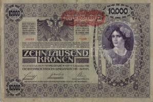 Ausztria 1918. Osztrák-Magyar Bank kiadása 10000K piros "Deutschösterreich" fny-sal (5x) T...