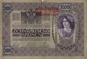 Ausztria 1918. Osztrák-Magyar Bank kiadása 10000K piros "Deutschösterreich" fny-sal (5x) T...