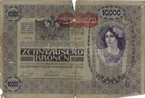 Ausztria 1918. Osztrák-Magyar Bank kiadása 10000K piros "Deutschösterreich" fny-sal (5x) T...