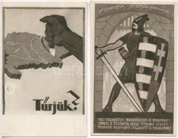 7 db RÉGI használatlan magyar irredenta művészlap a Szózat Magyarországi Területi Épségének Védelmi ...