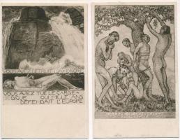 6 db RÉGI használatlan magyar irredenta művészlap a Tolnay Könyvkiadó, Magyarországi Területi Épségé...