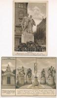 5 db RÉGI magyar irredenta képeslap a budapesti irredenta szoborcsoportról; Észak, Dél, Nyugat, Kele...