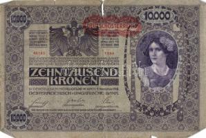 Ausztria 1918. Osztrák-Magyar Bank kiadása 10000K piros "Deutschösterreich" fny-sal (5x) T...
