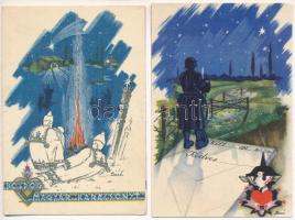 20 db RÉGI Bozó irredenta üdvözlőlap / 20 pre-1945 Hungarian irredenta greeting art postcards by Boz...