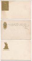 Nemzeti Áldozatkészség Szobor segélylap - 4 db régi képeslap, közte három aranyozott dombornyomott / 4 pre-1945 Hungarian military charity postcards with 3 golden embossed