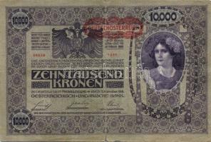 Ausztria 1918. Osztrák-Magyar Bank kiadása 10000K piros "Deutschösterreich" fny-sal (5x) T...