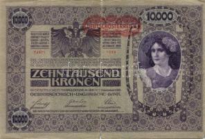 Ausztria 1918. Osztrák-Magyar Bank kiadása 10000K piros "Deutschösterreich" fny-sal (5x) T...