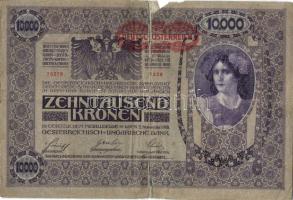Ausztria 1918. Osztrák-Magyar Bank kiadása 10000K piros "Deutschösterreich" fny-sal (5x) T...