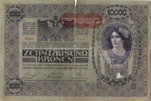 Ausztria 1918. Osztrák-Magyar Bank kiadása 10000K piros "Deutschösterreich" fny-sal (5x) T...