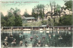 1910 Szováta-fürdő, Baile Sovata; Medve-tó, cukrászda, fürdőzők / Lacul Ursu / lake, bathing people, confectionery (EK)
