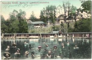 1910 Szováta-fürdő, Baile Sovata; Medve-tó, cukrászda, fürdőzők / Lacul Ursu / lake, bathing people, confectionery  (EK)