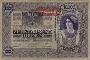 Ausztria 1918. Osztrák-Magyar Bank kiadása 10000K piros "Deutschösterreich" fny-sal (6x) T...