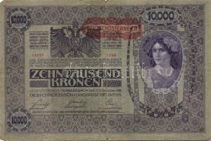 Ausztria 1918. Osztrák-Magyar Bank kiadása 10000K piros "Deutschösterreich" fny-sal (6x) T:III,III/IV+