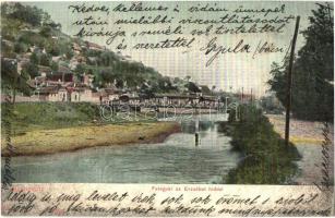 1903 Kolozsvár, Cluj; Fellegvár, Erzsébet híddal / villa alley with bridge / Cetatuie (EK)