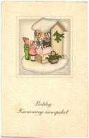 5 db RÉGI karácsonyi, újévi és gyerek üdvözlőlap / 5 pre-1945 Christmas, New Year and children greet...