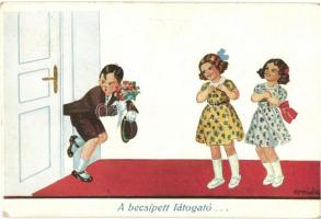3 db RÉGI gyerek humoros motívumlap / 3 pre-1945 children humour motive postcards