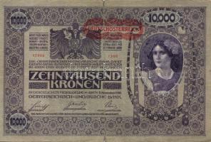 Ausztria 1918. Osztrák-Magyar Bank kiadása 10000K piros "Deutschösterreich" fny-sal (6x) T...